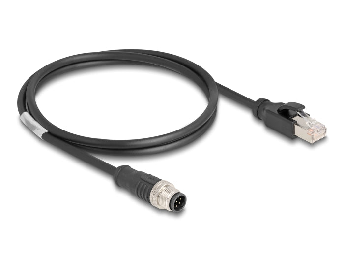 Delock M12 Kabel A-kodiert 8 Pin Stecker zu RJ45 Stecker PVC 1 m