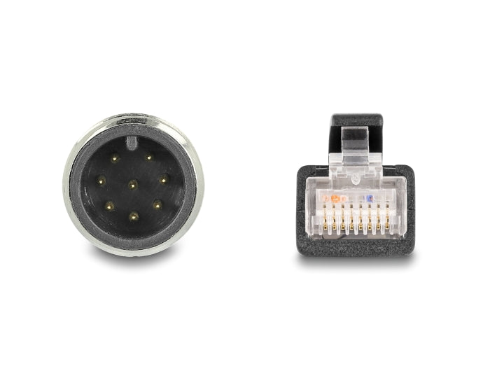Delock M12 Kabel A-kodiert 8 Pin Stecker zu RJ45 Stecker PVC 2 m
