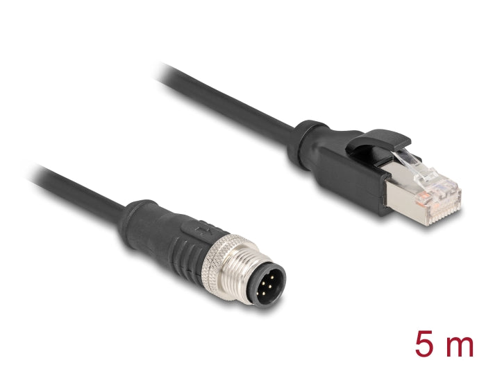 Delock M12 Kabel A-kodiert 8 Pin Stecker zu RJ45 Stecker PVC 5 m