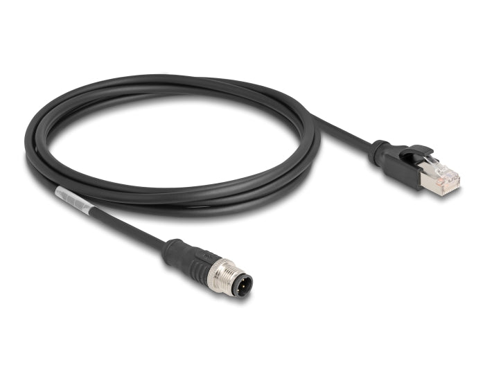 Delock M12 Kabel D-kodiert 4 Pin Stecker zu RJ45 Stecker PVC 2 m