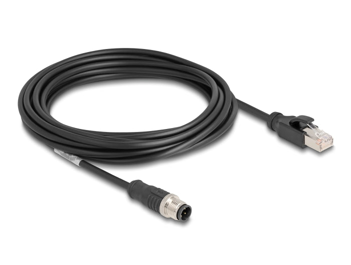 Delock M12 Kabel D-kodiert 4 Pin Stecker zu RJ45 Stecker PVC 5 m