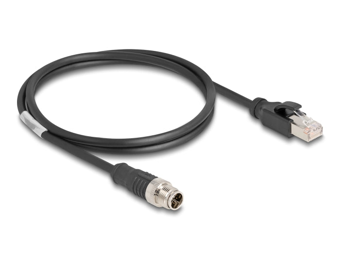 Delock M12 Kabel X-kodiert 8 Pin Stecker zu RJ45 Stecker PVC 1 m