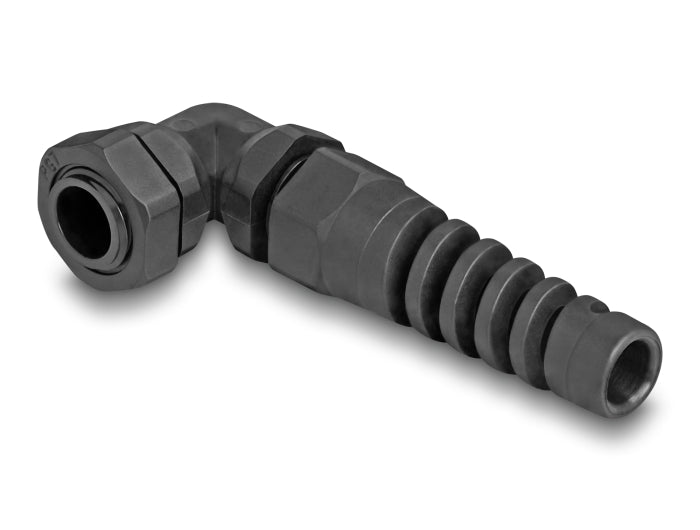 Delock Kabelverschraubung mit Zugentlastung 90° gewinkelt PG7 schwarz
