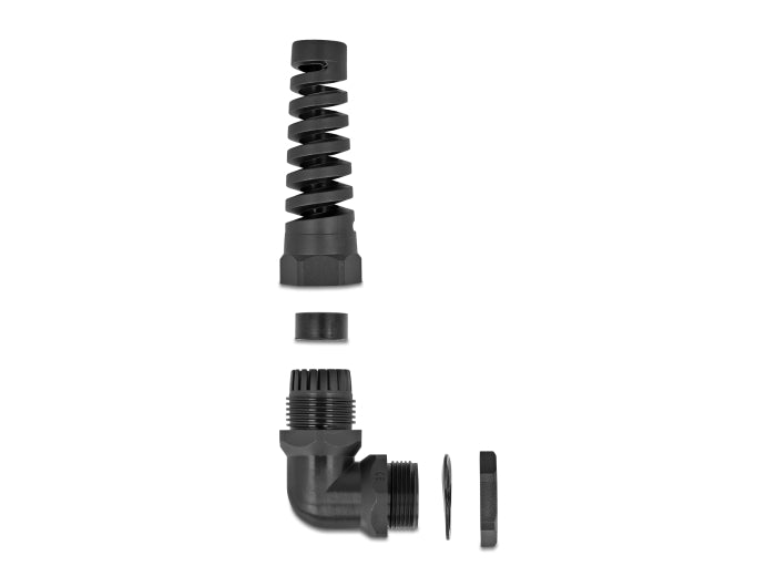Delock Kabelverschraubung mit Zugentlastung 90° gewinkelt PG16 schwarz