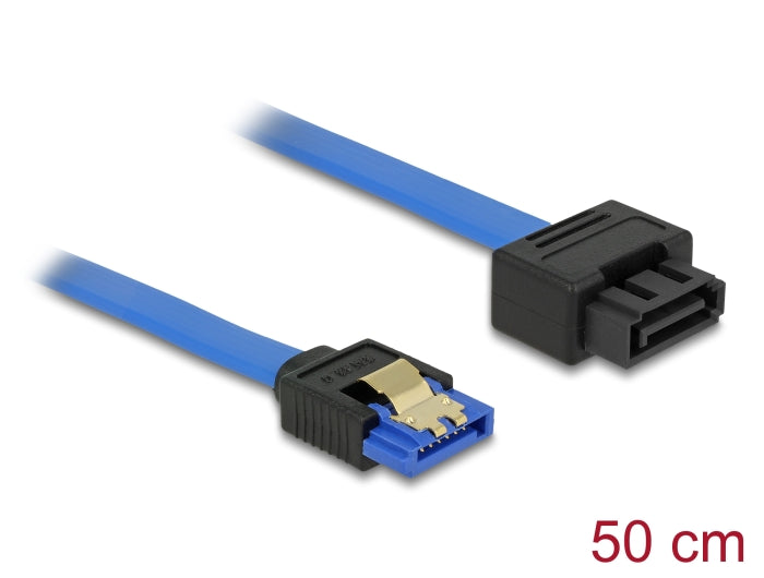 Delock Verlängerungskabel SATA 6 Gb/s Buchse gerade > SATA Stecker mit Einrastfunktion gerade 50 cm blau