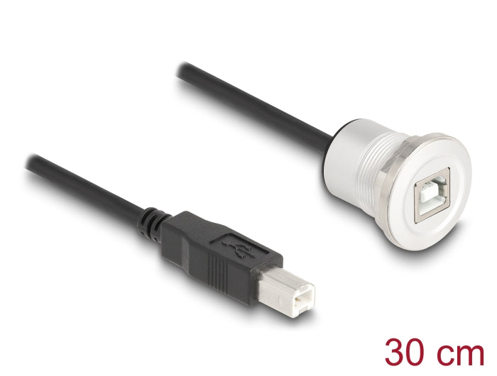 Delock USB 2.0 Typ-B Einbaubuchse mit Kabelpeitsche Stecker 30 cm Aluminium