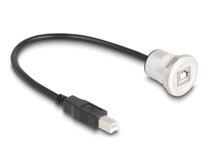 Delock USB 2.0 Typ-B Einbaubuchse mit Kabelpeitsche Stecker 30 cm Aluminium