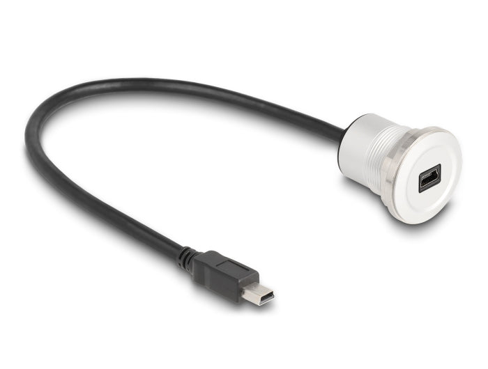Delock USB 2.0 Mini-B Einbaubuchse mit Kabelpeitsche Stecker 30 cm Aluminium