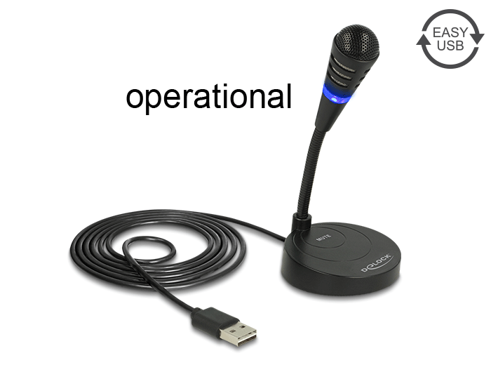 Delock USB Mikrofon mit Standfuß und Touch-Mute Taste
