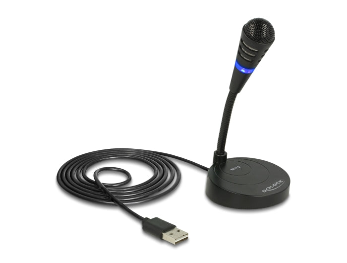 Delock USB Mikrofon mit Standfuß und Touch-Mute Taste