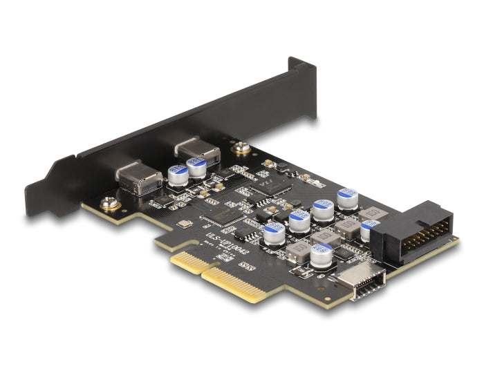Delock PCI Express x4 Karte zu 2 x extern USB Type-C™ + 1 x intern USB 10 Gbps Typ-E Key A und 1 x 19 Pin Pfostenstecker - Low Profile Formfaktor
