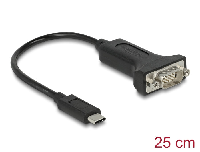Delock Adapter USB Type-C™ zu 1 x Seriell RS-232 D-Sub 9 Pin Stecker mit Muttern 25 cm