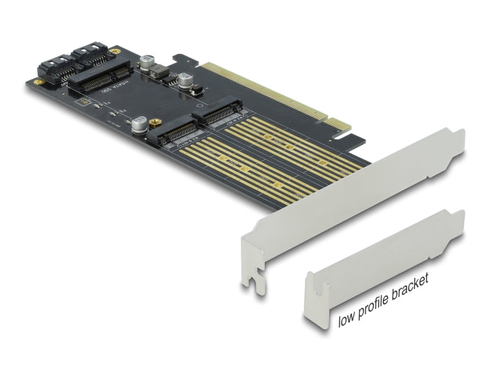 Delock PCI Express x16 Karte zu 1 x M.2 Key B + 1 x NVMe M.2 Key M + 1 x mSATA - Low Profile Formfaktor