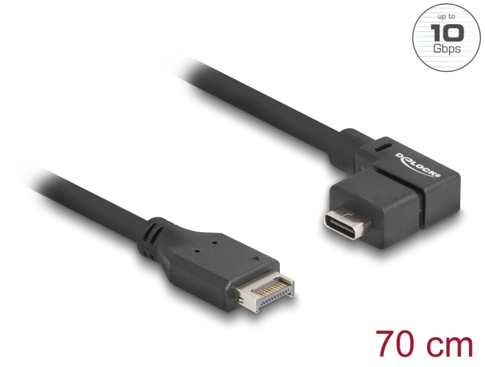 Delock USB 10 Gbps Kabel Typ-E Key A 20 Pin Stecker zu USB Type-C™ Buchse gewinkelt 70 cm
