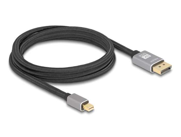 Delock Mini DisplayPort zu DisplayPort Kabel 8K 60 Hz 2 m grau Metall ohne Einrastfunktion