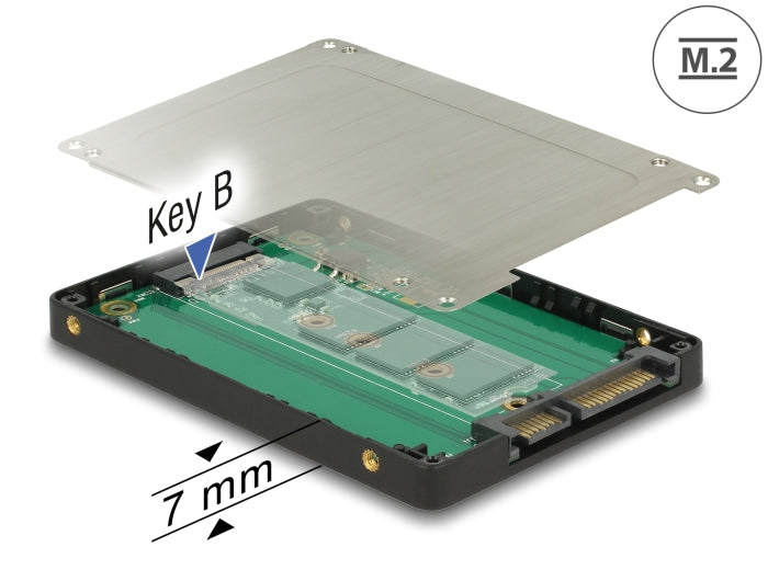 Delock 2.5″ Konverter SATA 22 Pin > M.2 mit Gehäuse