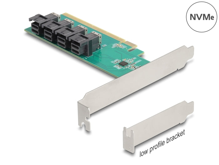 Delock PCI Express x16 Karte zu 4 x intern SFF-8643 NVMe - Bifurcation - Low Profile Formfaktor