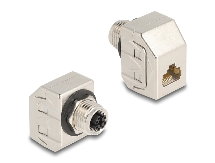 Delock M12 Adapter X-kodiert 8 Pin Buchse zu RJ45 Buchse Cat.6A STP Metall