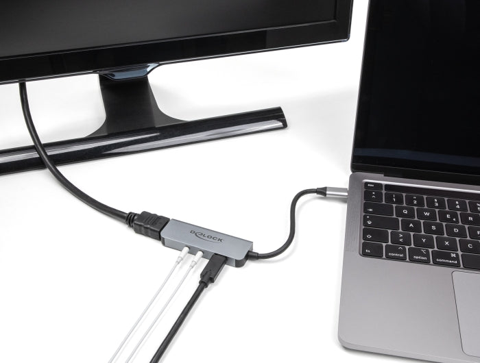 Delock USB Type-C™ Adapter zu HDMI 4K 60 Hz und Headset und Mikrofonschluss + USB Type-C™ PD 95 W