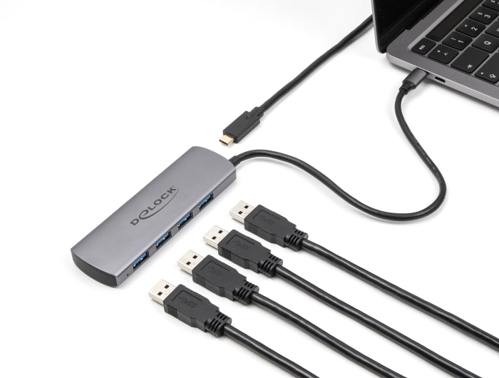Delock USB 10 Gbps 4 Port USB Typ-A Hub mit USB Type-C™ Anschluss und zusätzlicher Strombuchse