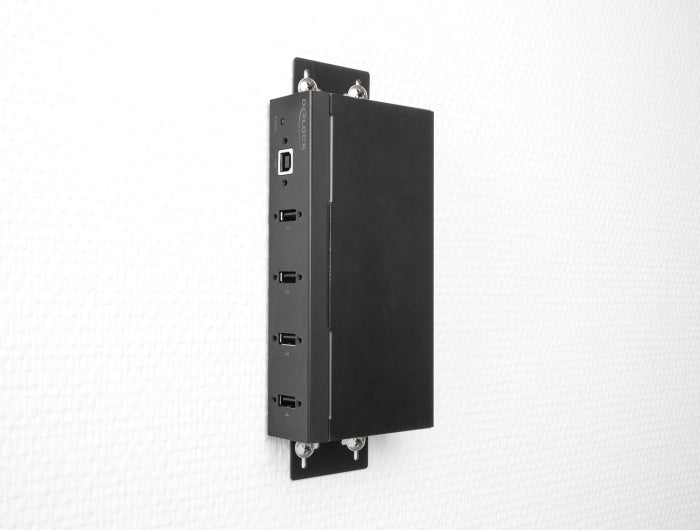 Delock Industrie Hub 4 x USB 2.0 Typ-A mit 15 kV ESD Schutz und Hutschienenbefestigung