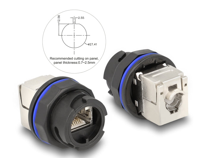 Delock RJ45 Cat.6A Einbaubuchse mit LSA Anschluss schwarz