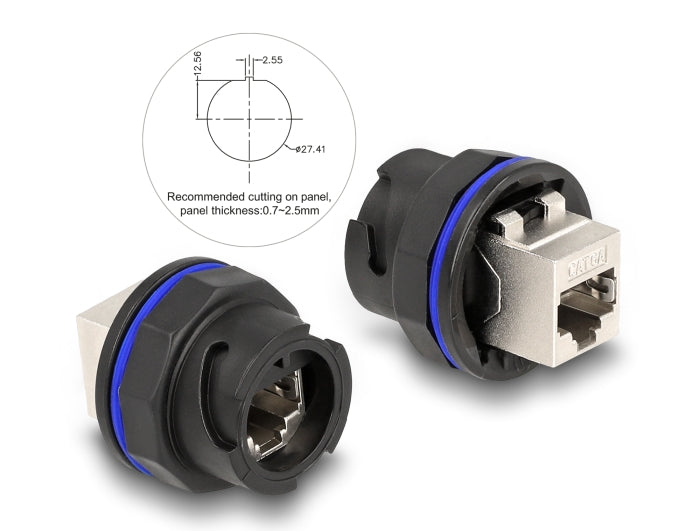 Delock RJ45 Cat.6A Einbaubuchse / Kupplung schwarz