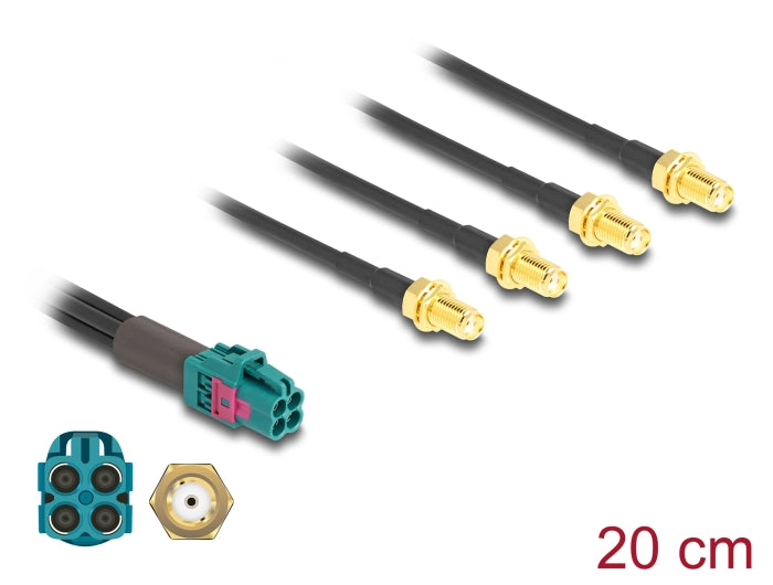 Delock Kabel Mini FAKRA Z Buchse quad zu 4 x SMA Buchse A-Typ Premium