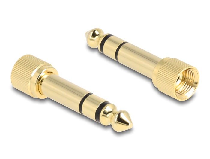 Delock Spiralkabel 3,5 mm 3 Pin Klinkenstecker zu Klinkenstecker gewinkelt mit Schraubadapter zu 6,35 mm 75 cm