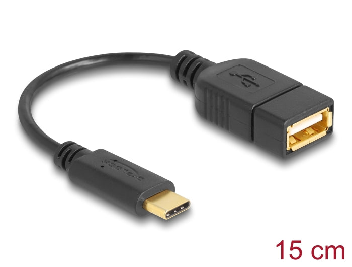 Delock Adapterkabel USB 2.0 Type-C™ Stecker > USB 2.0 Typ-A Buchse 15 cm schwarz