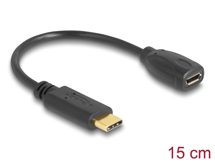 Delock Adapterkabel USB Type-C™ 2.0 Stecker > USB 2.0 Typ Micro-B Buchse 15 cm schwarz
