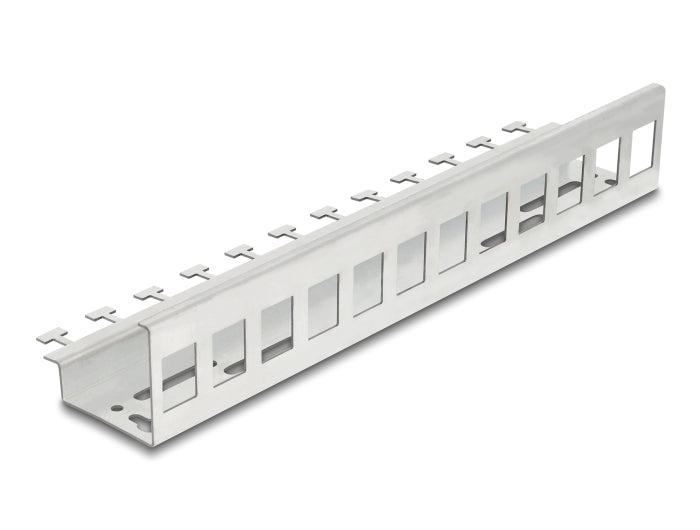 Delock Keystone Metall Halterung 12 Port für Hutschienen und Wandmontage