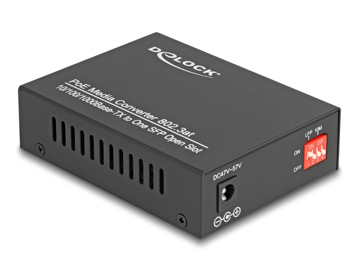 Delock PoE+ Medienkonverter 10/100/1000Base-T zu SFP