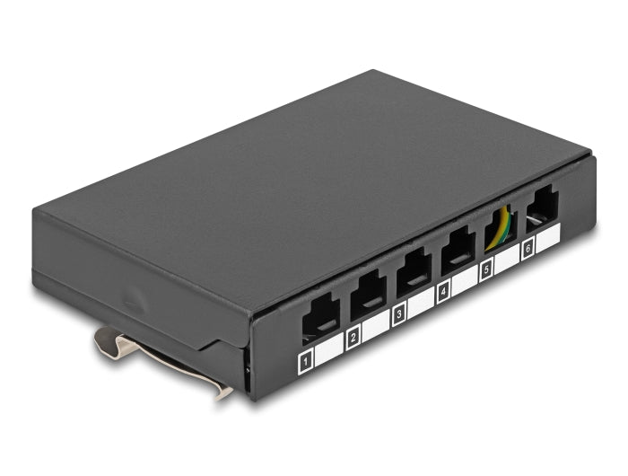 Delock Leergehäuse 6 Port für Keystone RJ-Module schwarz - zur Montage an Tisch, Wand oder Hutschiene