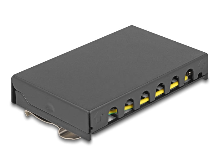 Delock Leergehäuse 6 Port für Keystone RJ-Module schwarz - zur Montage an Tisch, Wand oder Hutschiene