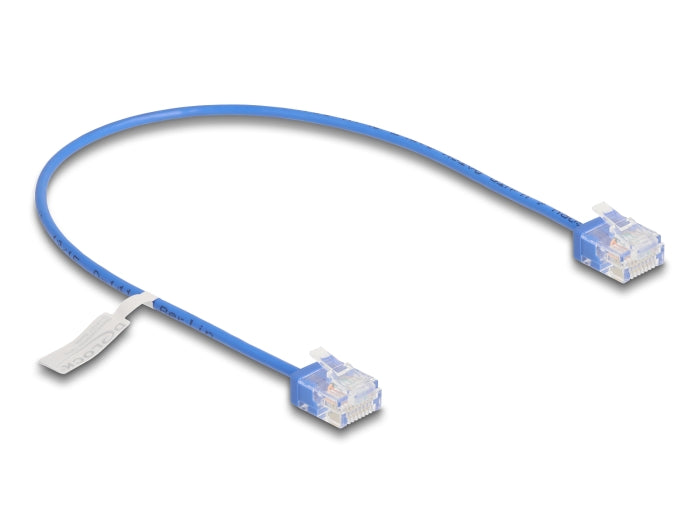 Delock RJ45 Netzwerkkabel Cat.6 UTP Ultra Slim 0,3 m blau mit kurzen Steckern