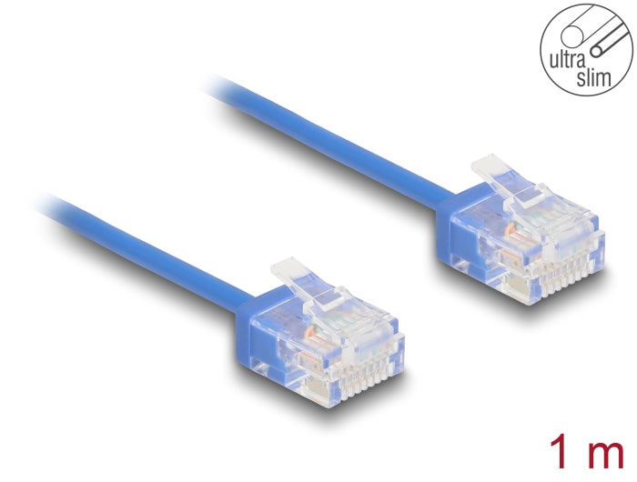 Delock RJ45 Netzwerkkabel Cat.6 UTP Ultra Slim 1 m blau mit kurzen Steckern