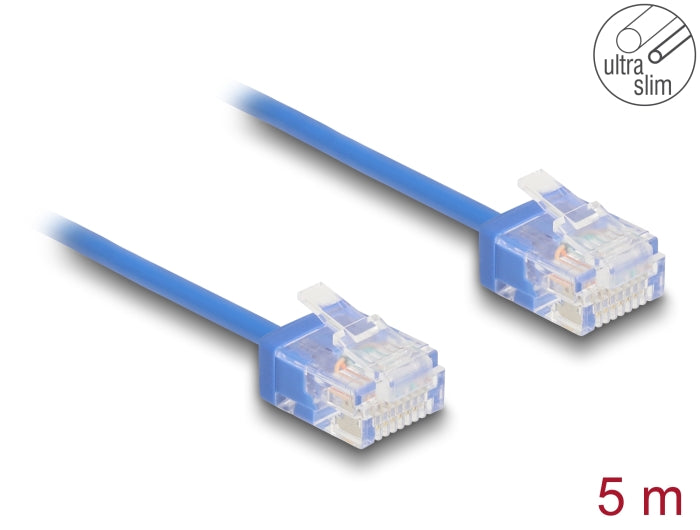 Delock RJ45 Netzwerkkabel Cat.6 UTP Ultra Slim 5 m blau mit kurzen Steckern