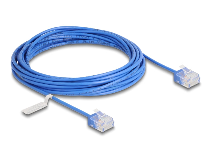 Delock RJ45 Netzwerkkabel Cat.6 UTP Ultra Slim 5 m blau mit kurzen Steckern