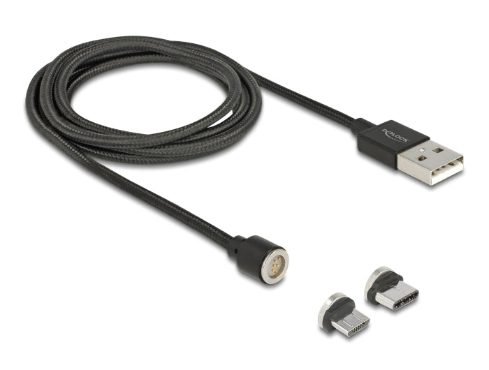 Delock Magnetisches USB Daten- und Ladekabelset für Micro USB / USB Type-C™ schwarz 1,1 m