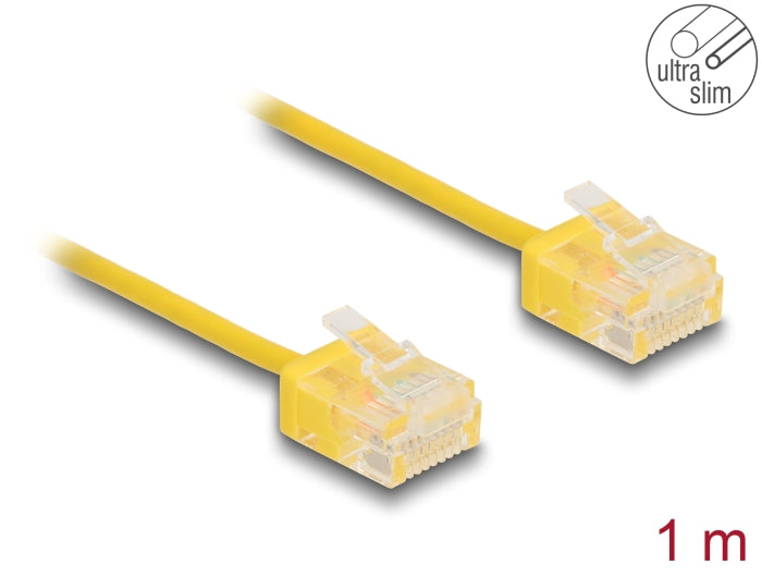 Delock RJ45 Netzwerkkabel Cat.6 UTP Ultra Slim 1 m gelb mit kurzen Steckern