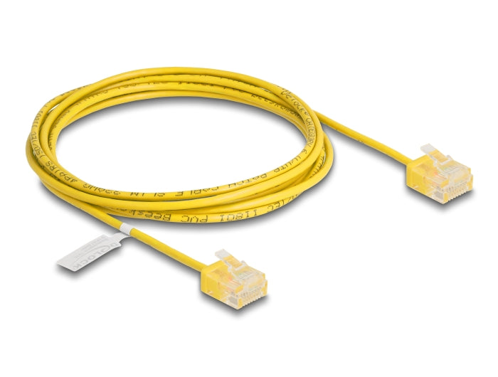 Delock RJ45 Netzwerkkabel Cat.6 UTP Ultra Slim 2 m gelb mit kurzen Steckern