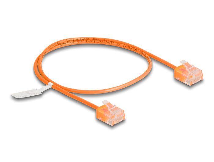 Delock RJ45 Netzwerkkabel Cat.6 UTP Ultra Slim 0,5 m orange mit kurzen Steckern
