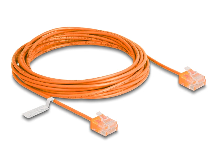 Delock RJ45 Netzwerkkabel Cat.6 UTP Ultra Slim 5 m orange mit kurzen Steckern