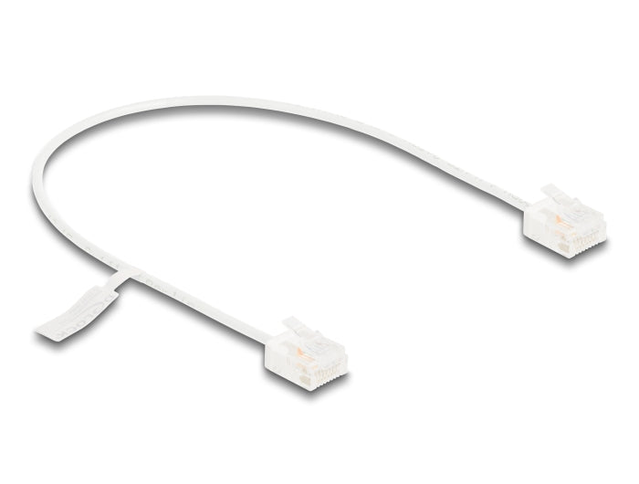 Delock RJ45 Netzwerkkabel Cat.6 UTP Ultra Slim 0,3 m weiß mit kurzen Steckern