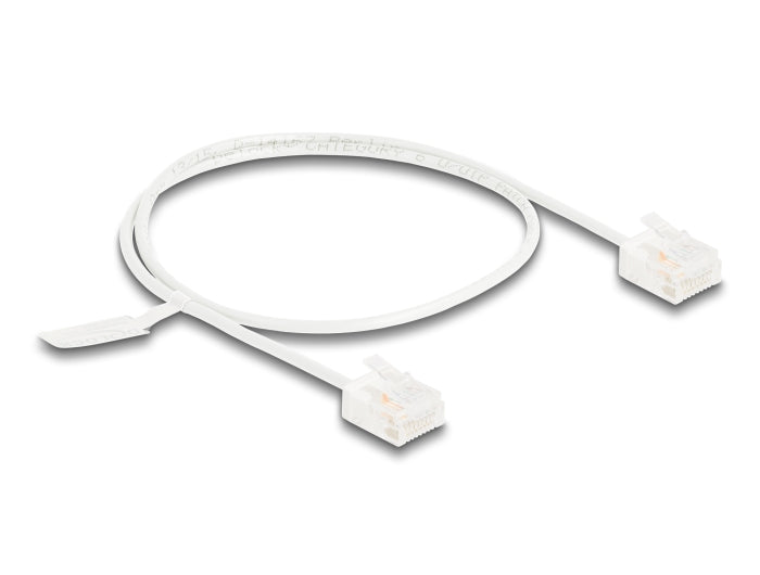 Delock RJ45 Netzwerkkabel Cat.6 UTP Ultra Slim 0,5 m weiß mit kurzen Steckern