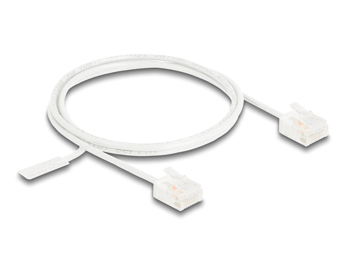 Delock RJ45 Netzwerkkabel Cat.6 UTP Ultra Slim 1 m weiß mit kurzen Steckern