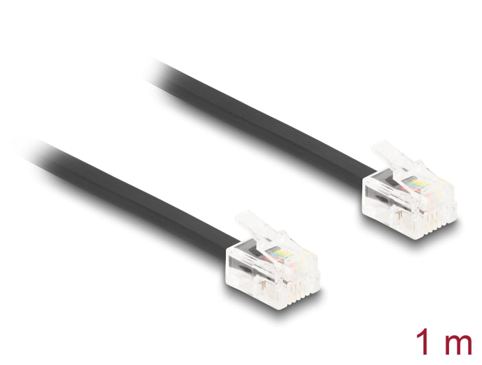 Delock Telefonkabel RJ11 Stecker zu RJ11 Stecker schwarz 1 m