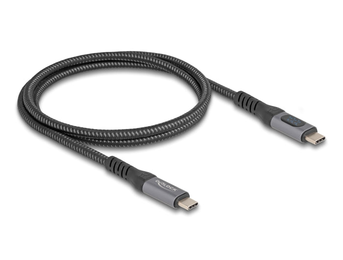 Delock USB 40 Gbps Daten- und Schnellladekabel koaxial 1 m 8K 60 Hz USB PD 3.1 Extended Power Range 240 W