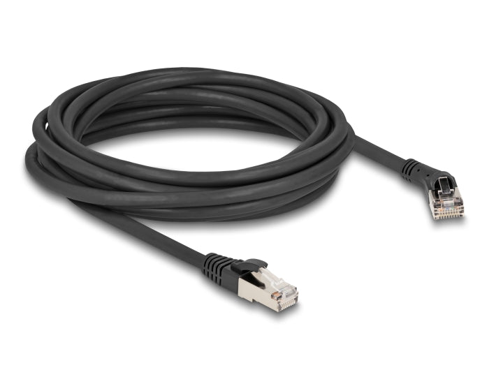 Delock RJ45 Netzwerkkabel Cat.8.1 S/FTP Stecker 45° nach rechts gewinkelt zu Stecker gerade bis 40 Gbps 5 m schwarz